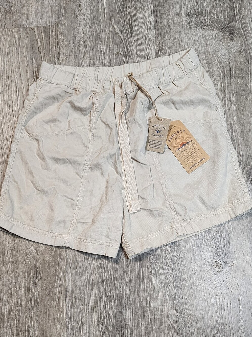 Faherty Beige Drawstring Cotton Shorts
